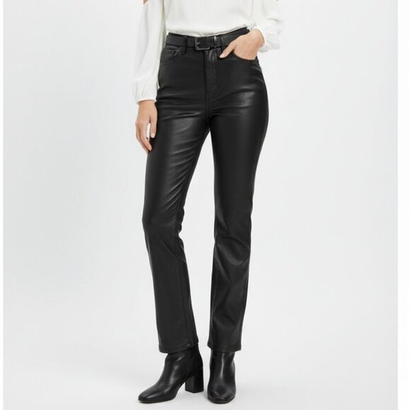 Gap Black Faux Leather Straight Leg Vintage Slim High Rise Trouser Pants 25 - Picture 7 of 7